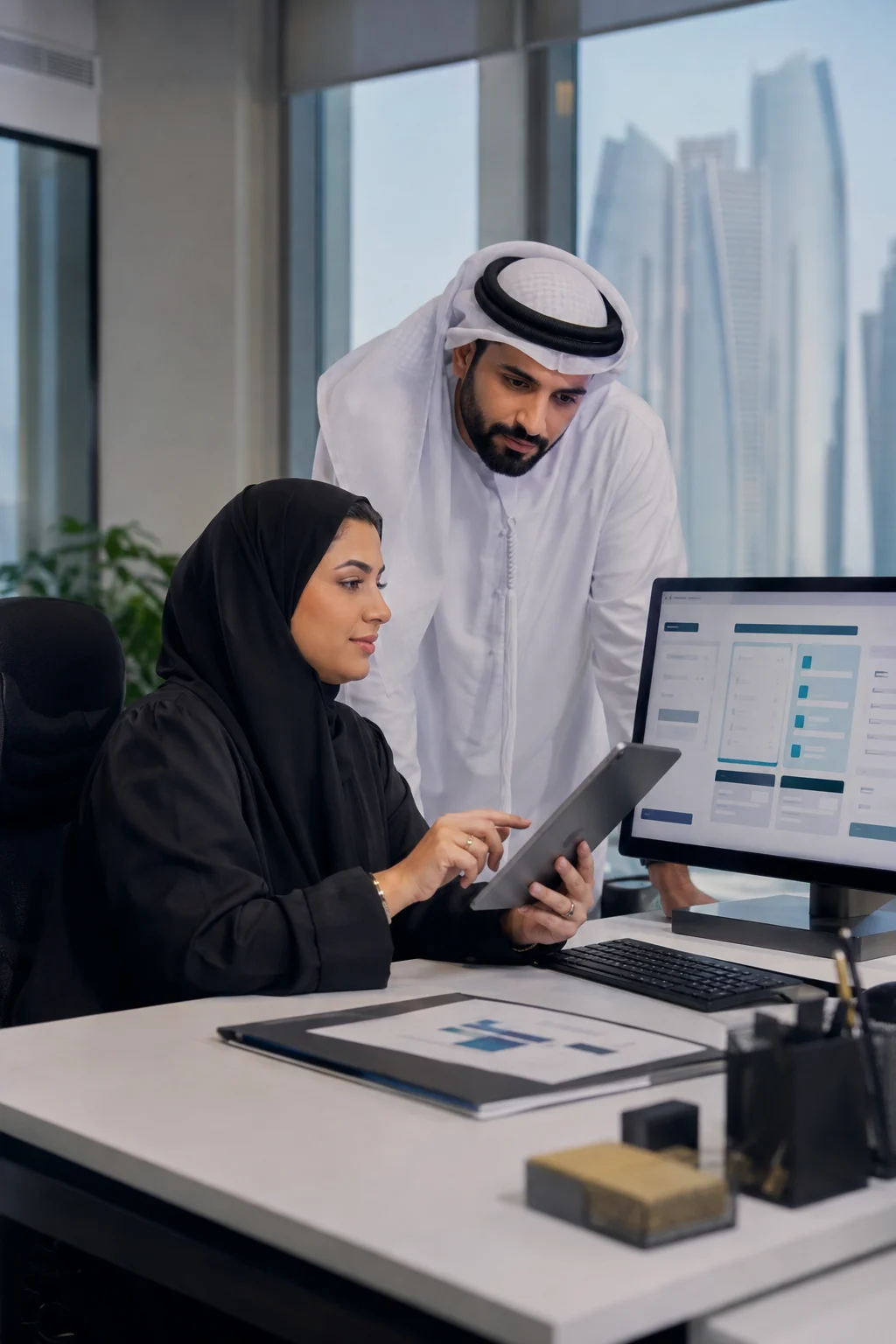 Abu Dhabi finance team preparing accounting records for UAE e-Invoicing
