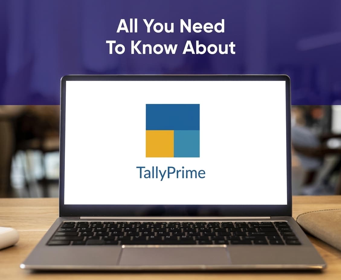 TallyPrime logo displayed on a laptop screen